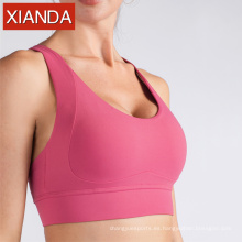 Cross Back Fashion Sports Bra, a prueba de choque, con sujetador de yoga sujetador de choque a prueba de fitness, sujetador de yoga de belleza de belleza